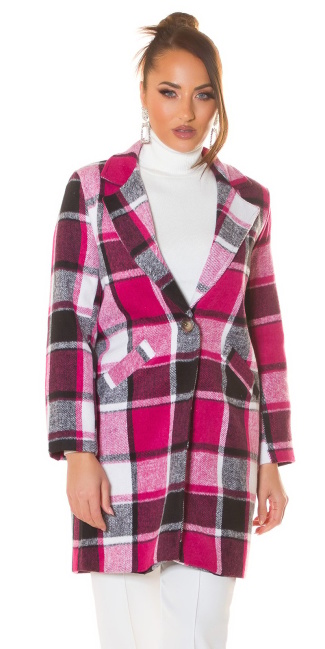 Karo coat with pockets Pink